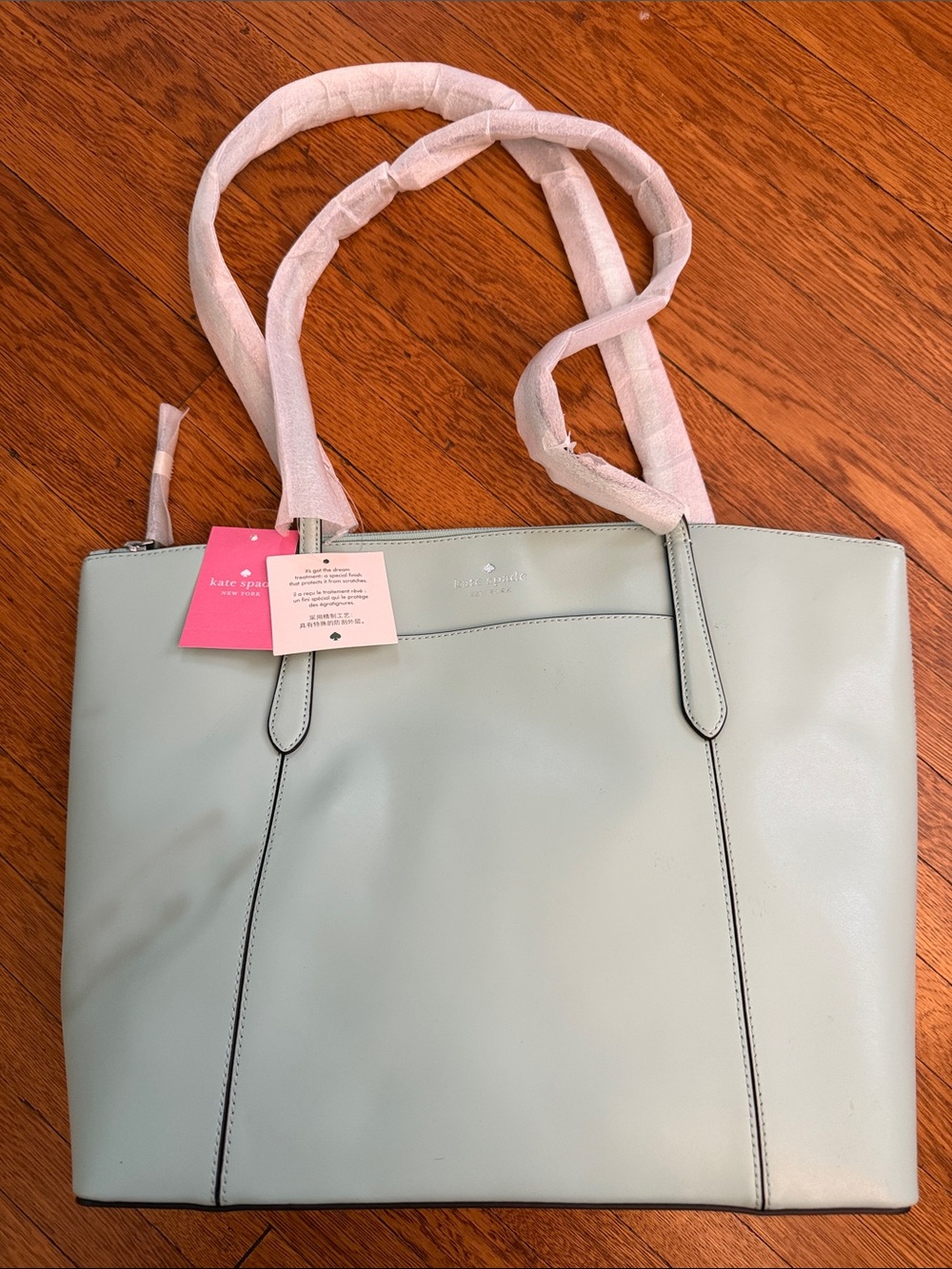 kate spade NWT Mint Green Leather Tote with Dual Top Handles
